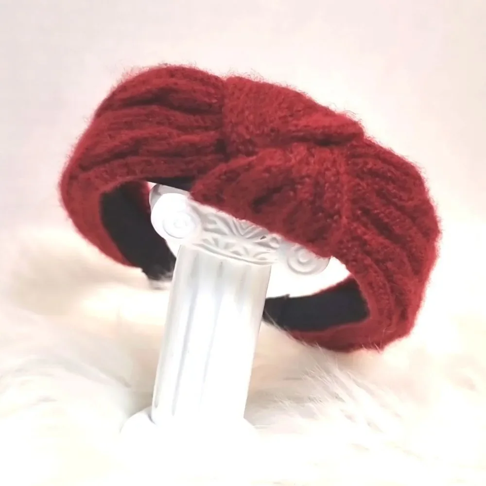CABLE RIBBED SWEATER KNIT HEADBAND red